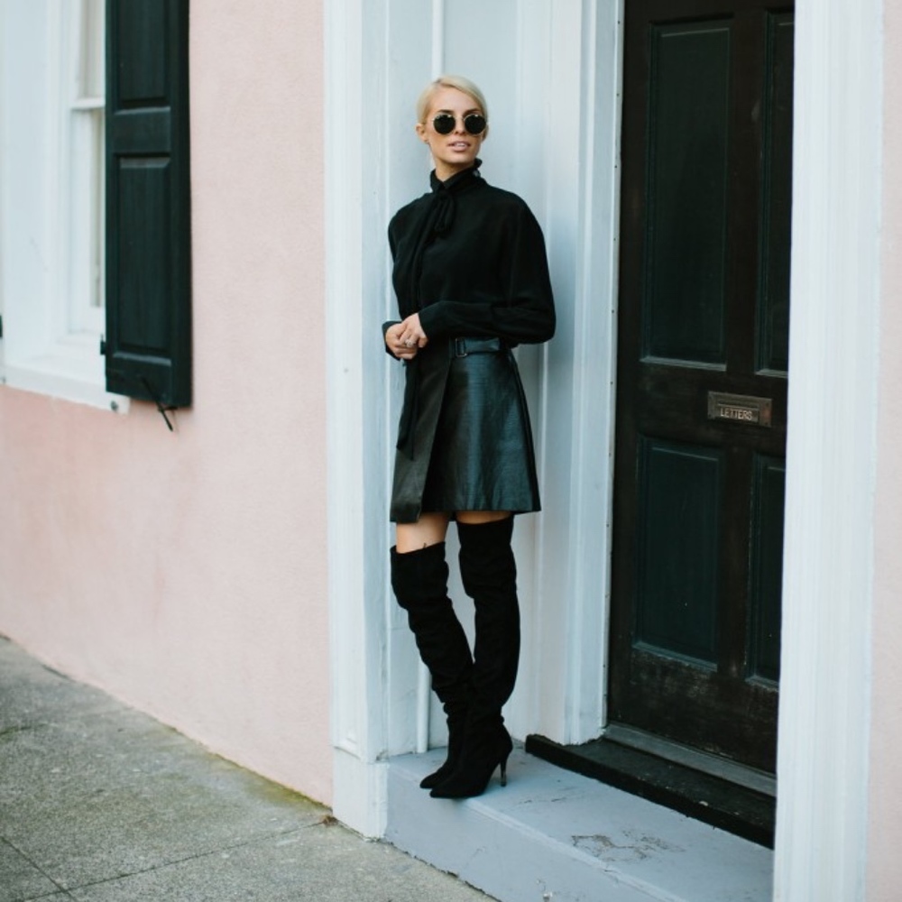 LaModa Faux Crocodile moto skirt